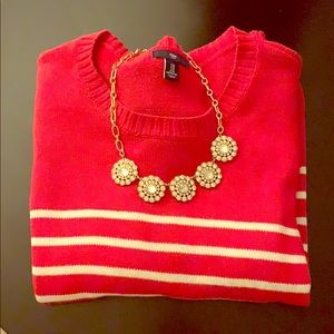 GAP Red and White Crew Neck Sweater